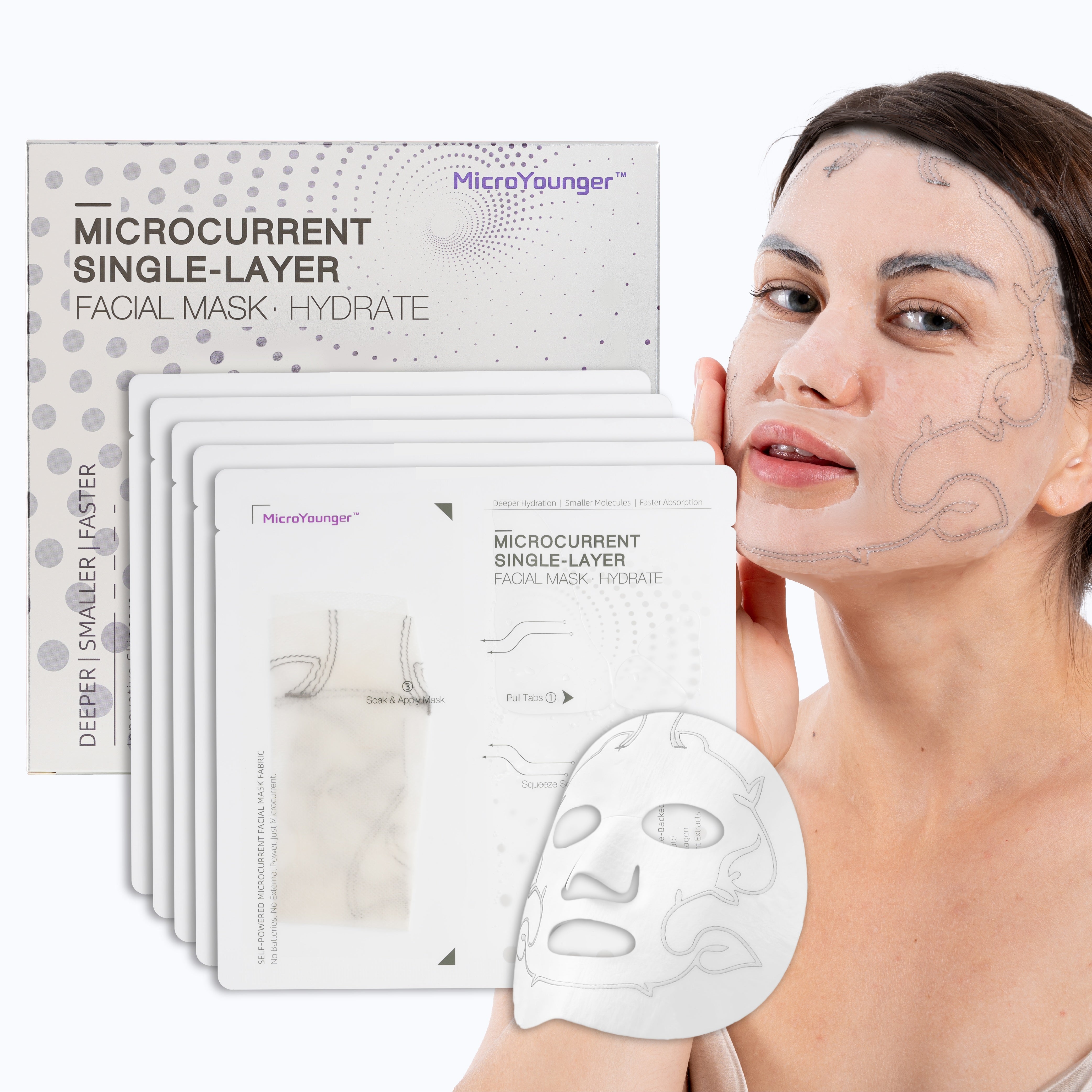 MicroYounger™ Microcurrent Self-Powered Facial Mask – Deep Hydration ...