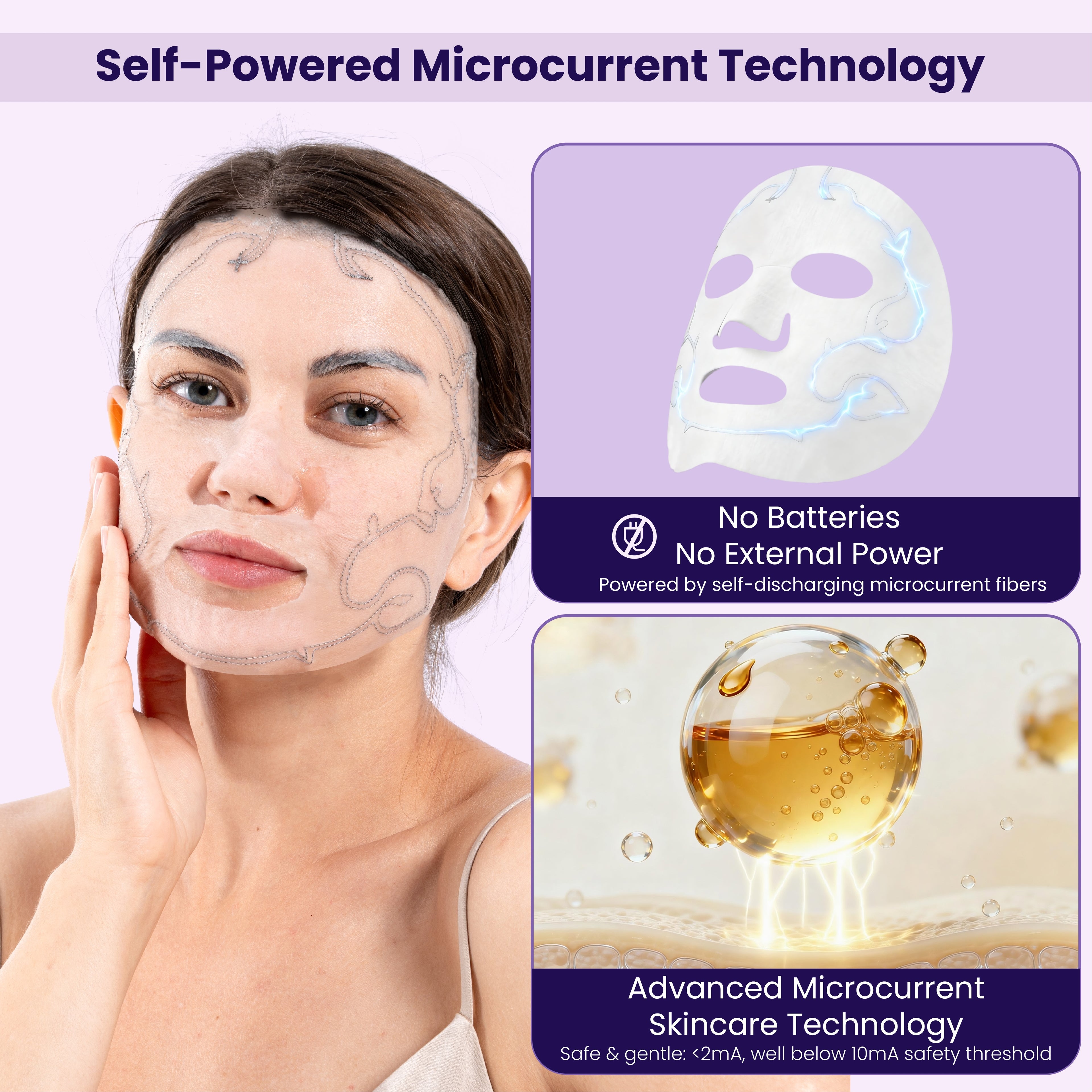 MicroYounger™ Microcurrent Self-Powered Facial Mask – Deep Hydration & Collagen Boost