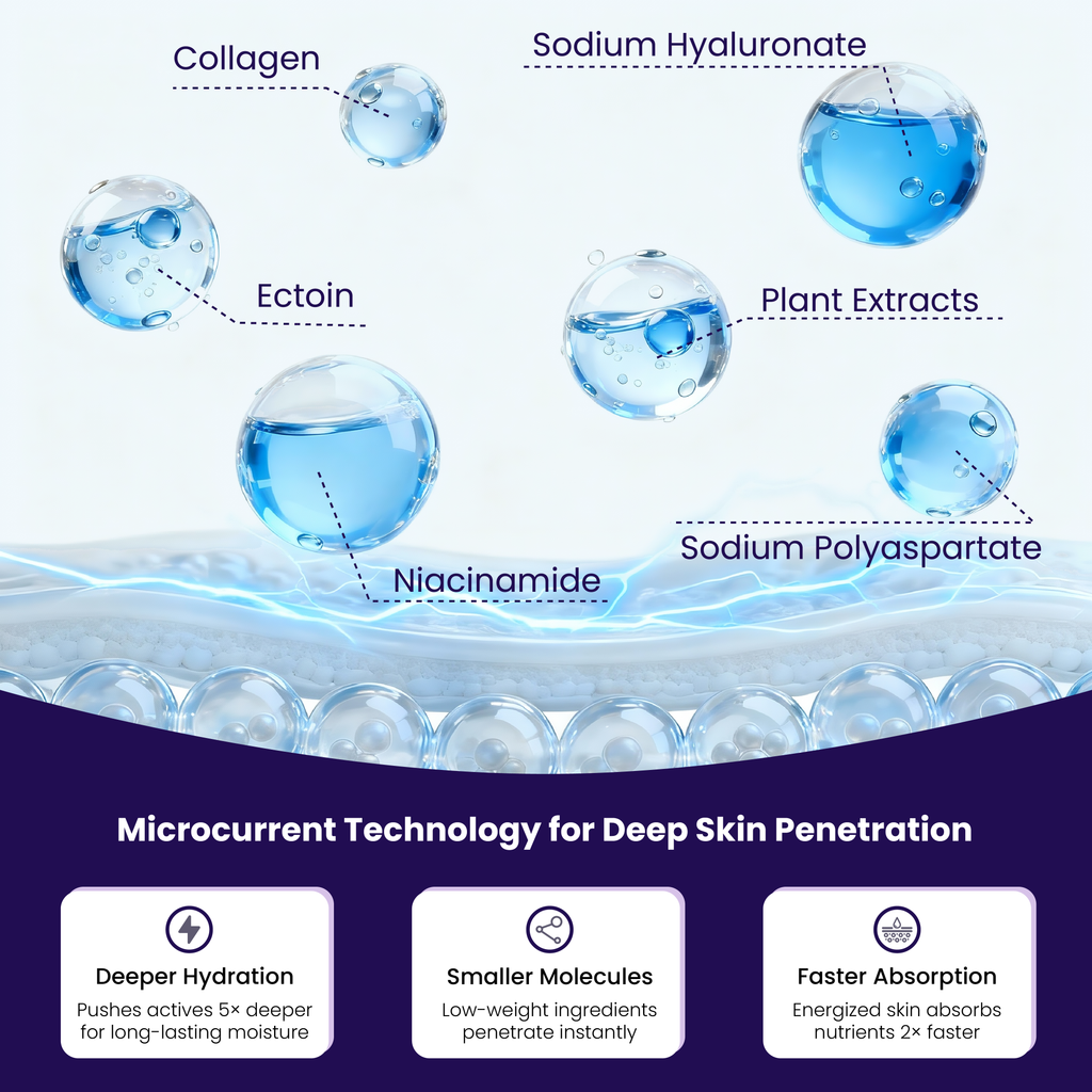 MicroYounger™ Microcurrent Self-Powered Facial Mask – Deep Hydration & Collagen Boost