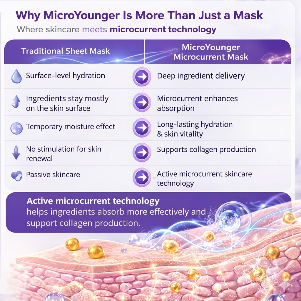 MicroYounger™ Microcurrent Self-Powered Facial Mask – Deep Hydration & Collagen Boost