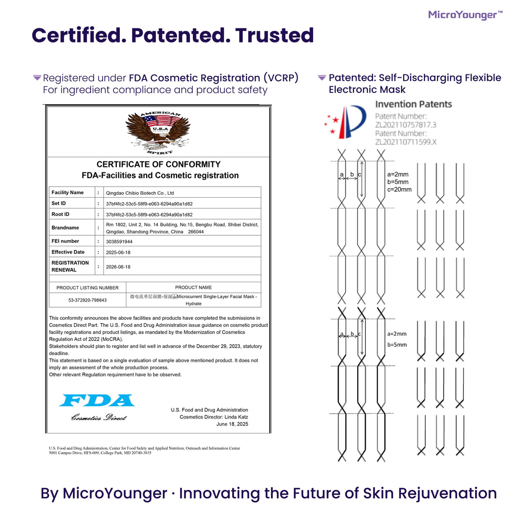 MicroYounger™ Microcurrent Self-Powered Facial Mask – Deep Hydration & Collagen Boost